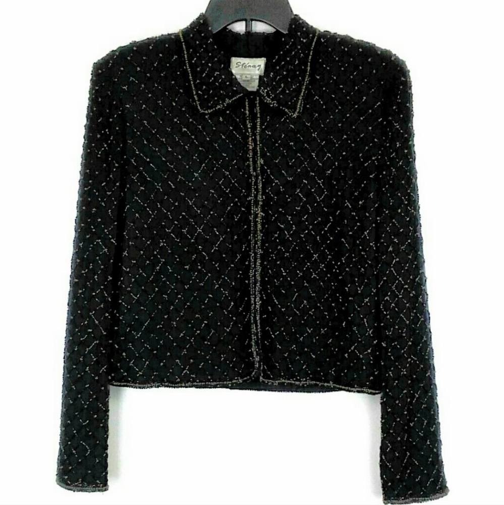 Vintage Stenay Beaded Silk Blazer Size Large